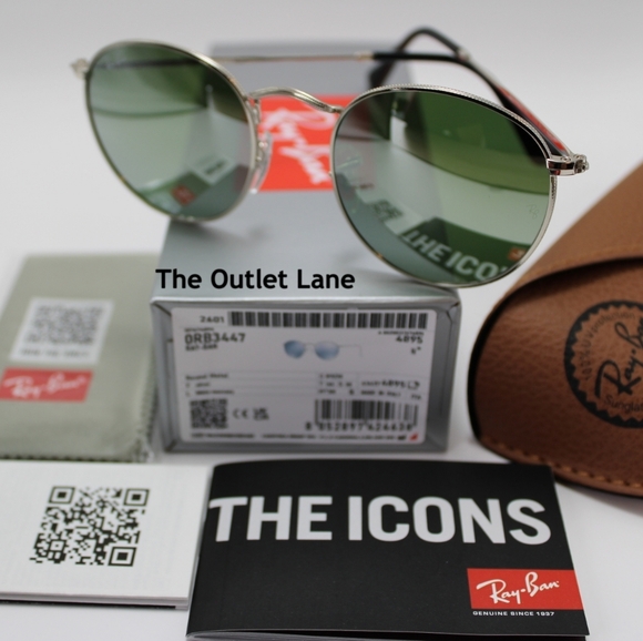 Model Display RayBan Round Metal Silver Mirror RB3447 Reflective - Picture 3 of 16